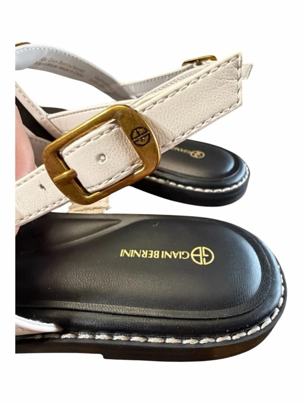 Giani Bernini/Nayelli Black & White Slingback Thong 10020645800, size 10M